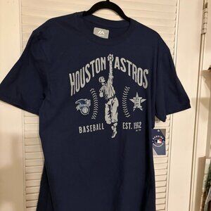 NWT Majestic Houston Astros Retro Navy T-Shirt EST 1962 Player Graphic L